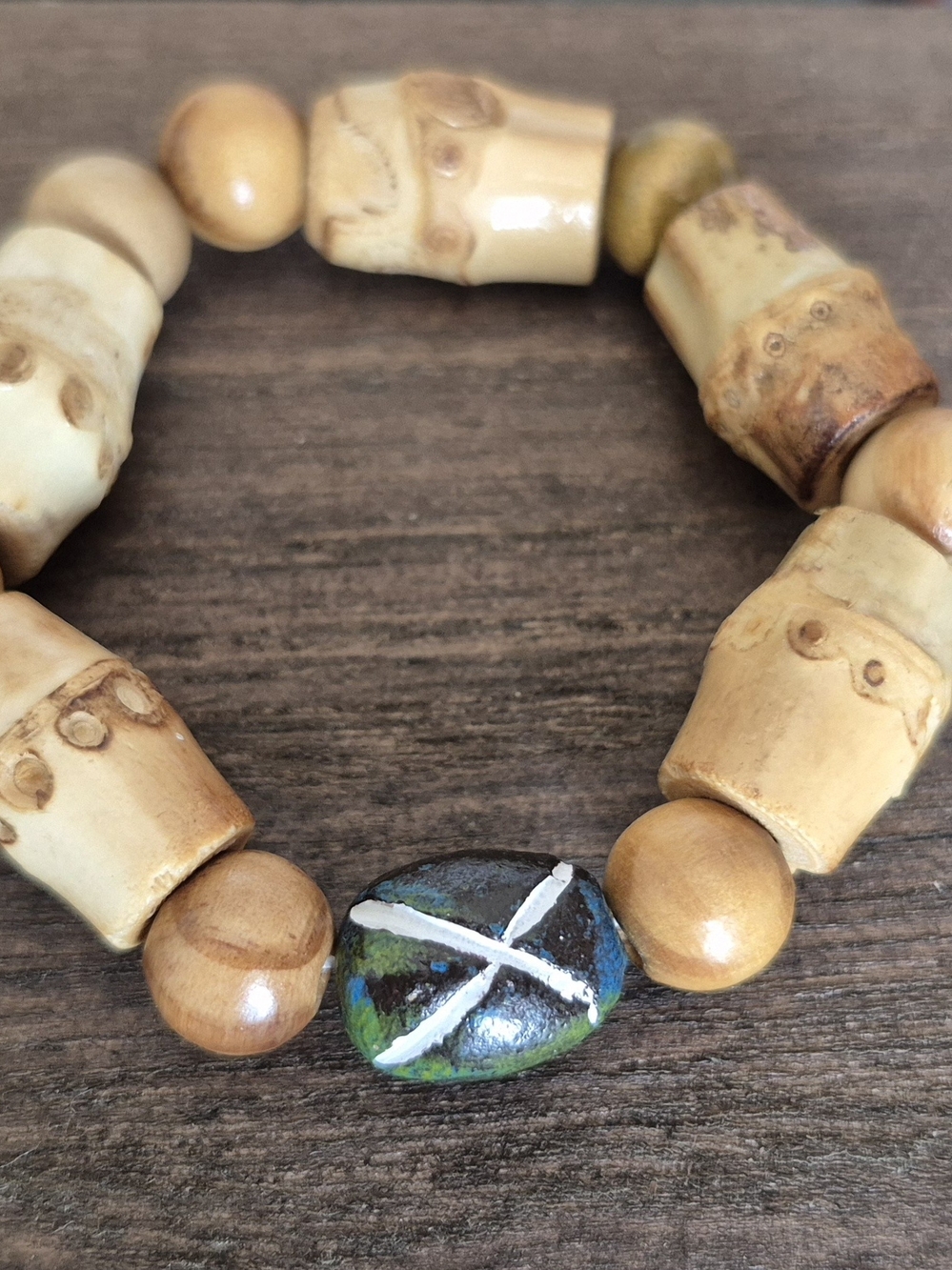 Men's Tribal Ancient Terracotta Clay And Bamboo Braclet Set! - Picture 3 of 3